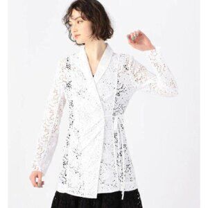 Elegant White Lace Wrap Mini Dress